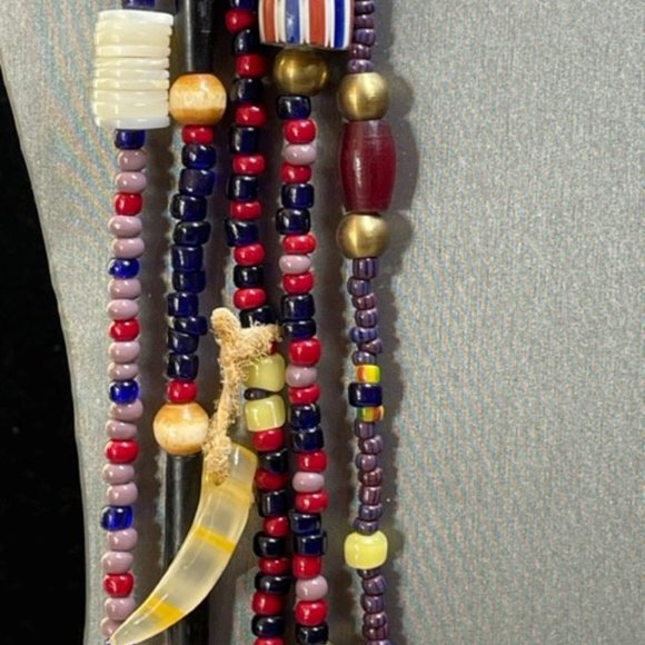 African Trade Beads 35" In Length 5 Strands of Various Beads and Charms - Picture 5 of 6